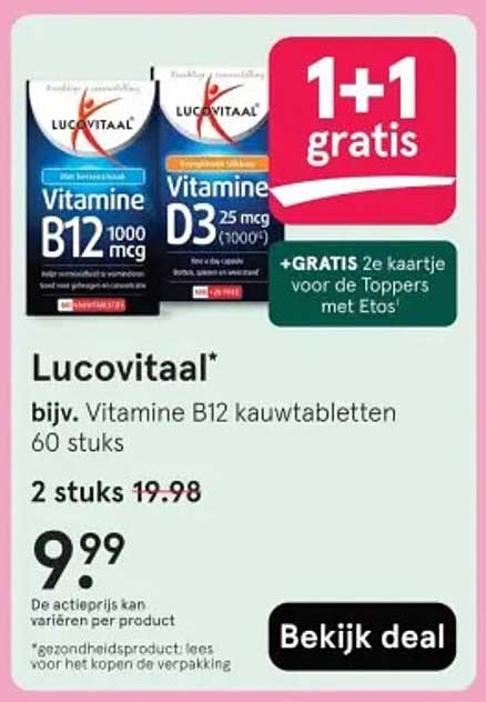Lucovitaal - bijv. Vitamine B12 kauwtabletten 60 stuks 2 stuks 19.98