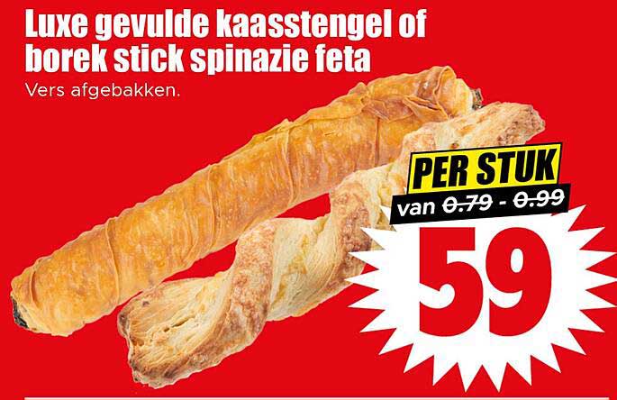 Luxe gevulde kaastengel of borek stick spinazie feta