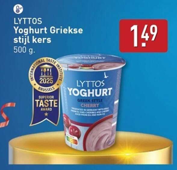 LYTTOS Yoghurt Griekse stijl kers 500 g.