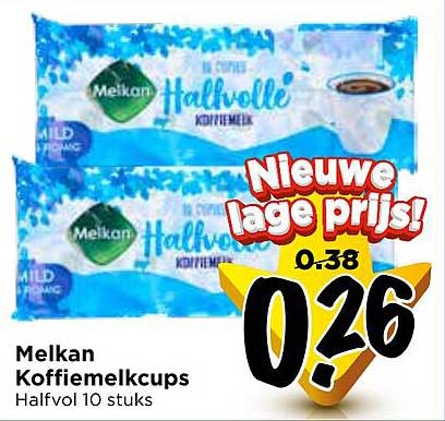 Melkan Koffiemelkcups Halfvol 10 stuks