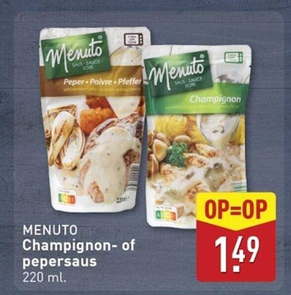 MENUTO Champignon- of peppersaus 220 ml.