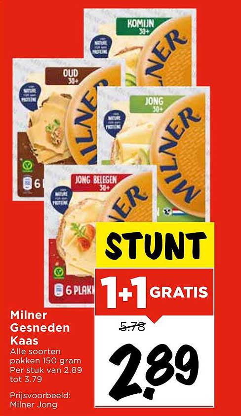 Milner Gesneden Kaas 1+1 Gratis