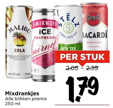 Mixdrankjes Alle blikken premix 250 ml