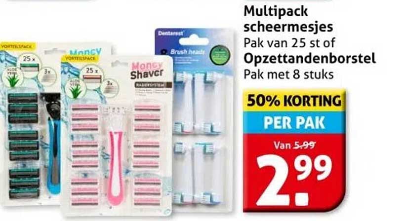 Multipack scheermesjes en Opzet tandenborstel