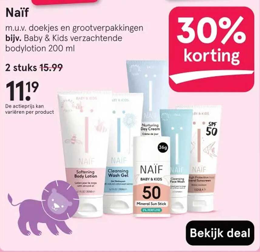 Naïf Baby & Kids producten 30% korting