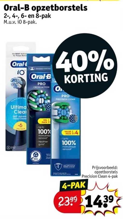 Oral-B opzetborstels 2-, 4-, 6- en 8-pak M.u.v. iO 8-pak.