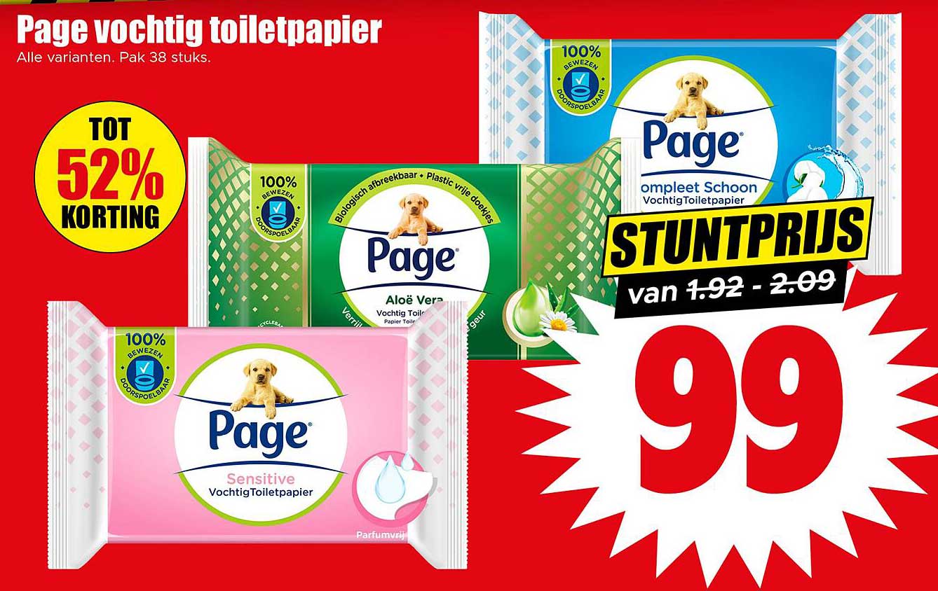 Page vochtig toiletpapier