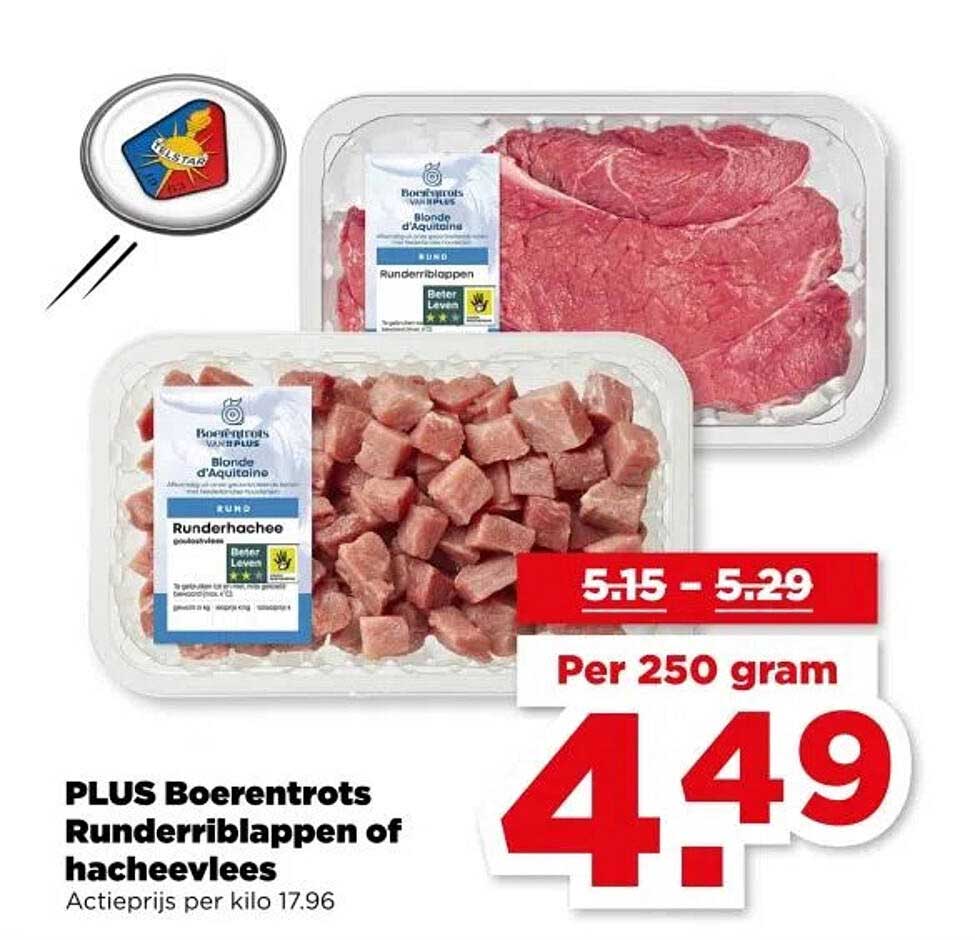 PLUS Boerenrots Runderriblappen of Hacheevlees