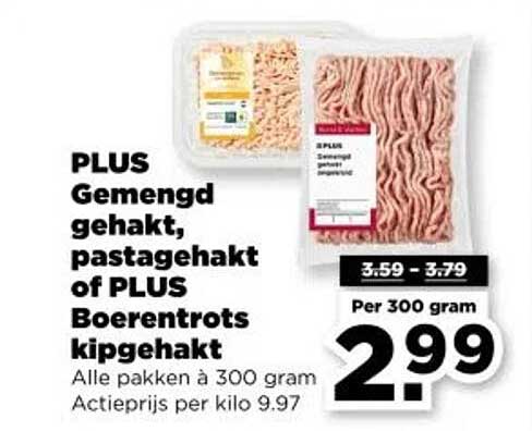 PLUS Gemengd gehakt, pastaygehakt of PLUS Boerenrots kipgehakt