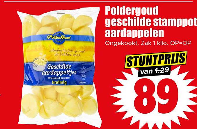 Poldergoud geschilde stampot aardappelen