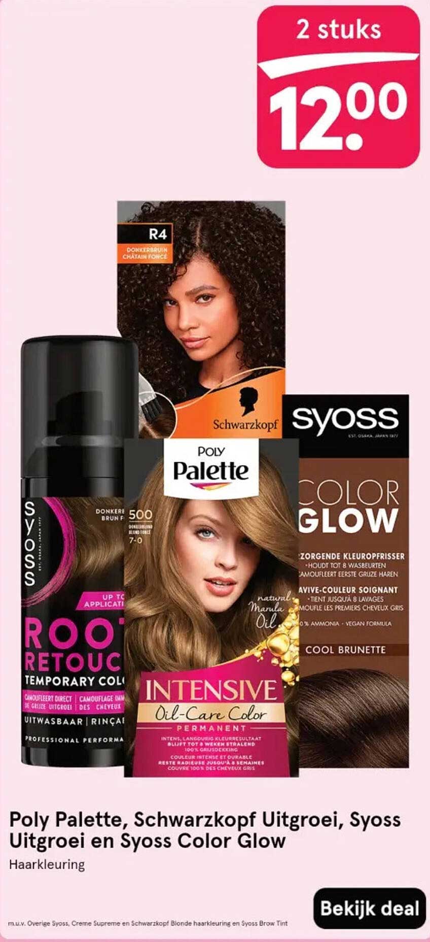 Poly Palette, Schwarzkopf Uitgroei, Syoss Uitgroei en Syoss Color Glow Haarverf
