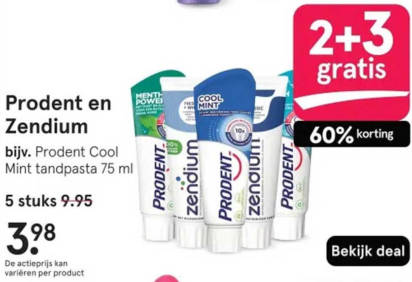 Prodent en Zendium bijv. Prodent Cool Mint tandpasta 75 ml