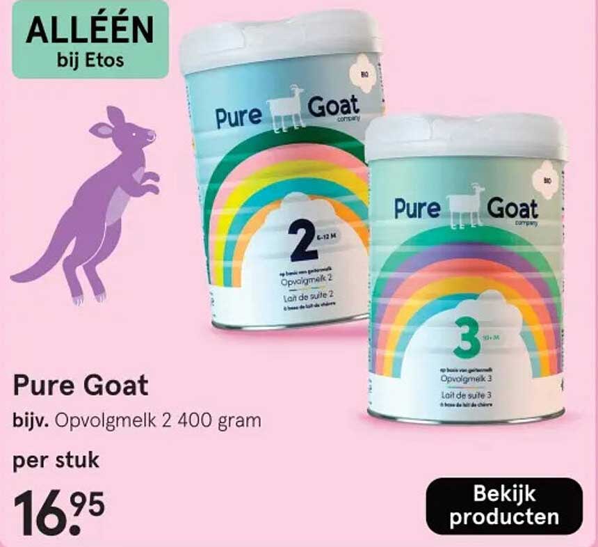 Pure Goat zoals vermeld in de afbeelding, maak geen aanpassingen aan de titel. Laat leeg indien er geen specifieke aanbieding zichtbaar is.