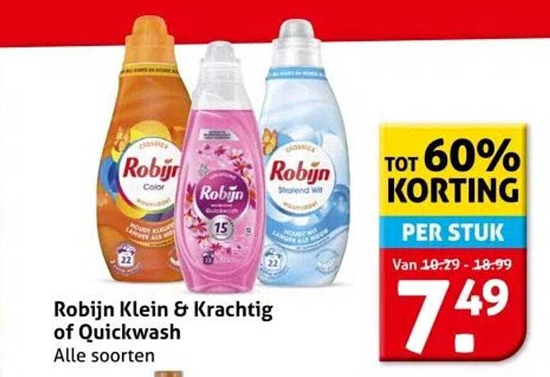 Robijn Klein & Krachtig of Quickwash Alle soorten