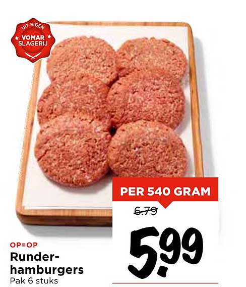 Runderhamburgers Pak 6 stuks