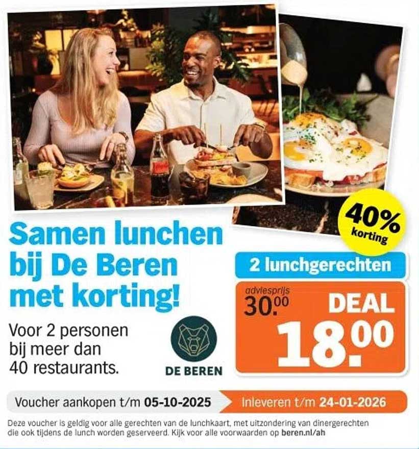 Samen lunchen bij De Beren met korting!