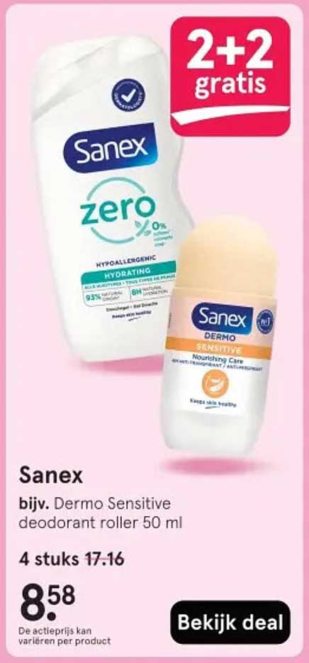 Sanex Dermo Sensitive deodorant roller 50 ml - 2+2 gratis