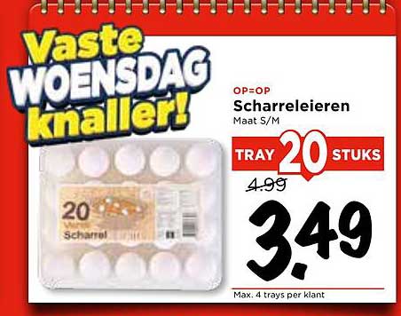 Scharreleieren Maat S/M - Tray 20 Stuks