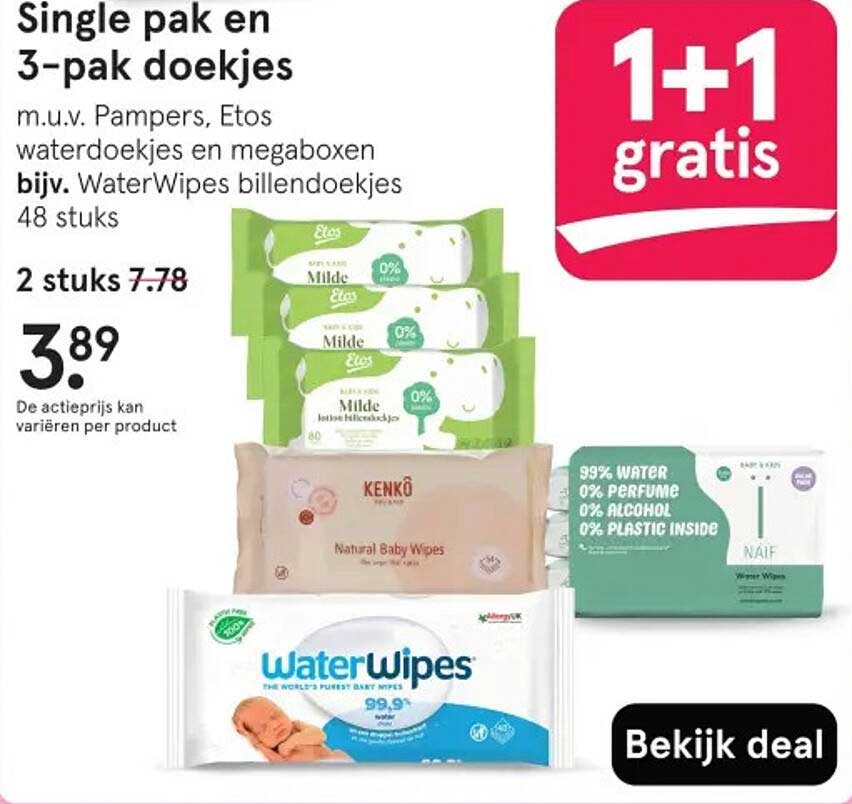 Single pak en 3-pak doekjes