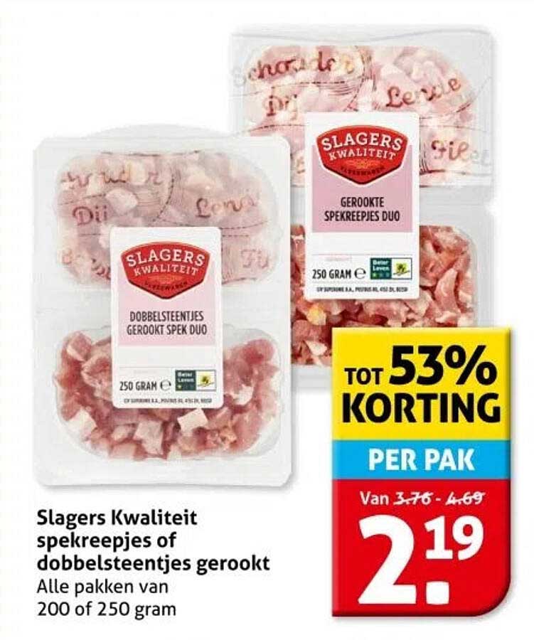 Slagers Kwaliteit spekrepetjes of dobbelsteentjes gerookt
