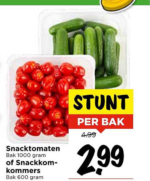 Snacktomaten Bak 1000 gram of Snackkommers Bak 600 gram