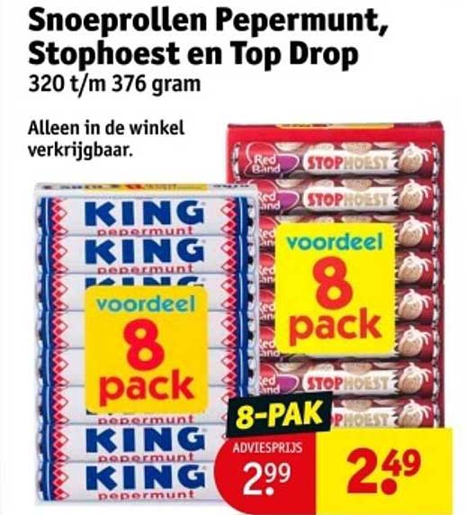 Snoeprollen Pepermunt, Stophoest en Top Drop 8-pack