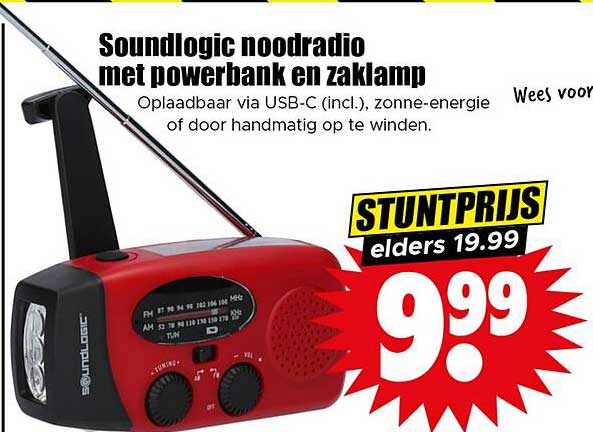 Soundlogic noodradio met powerbank en zaklamp