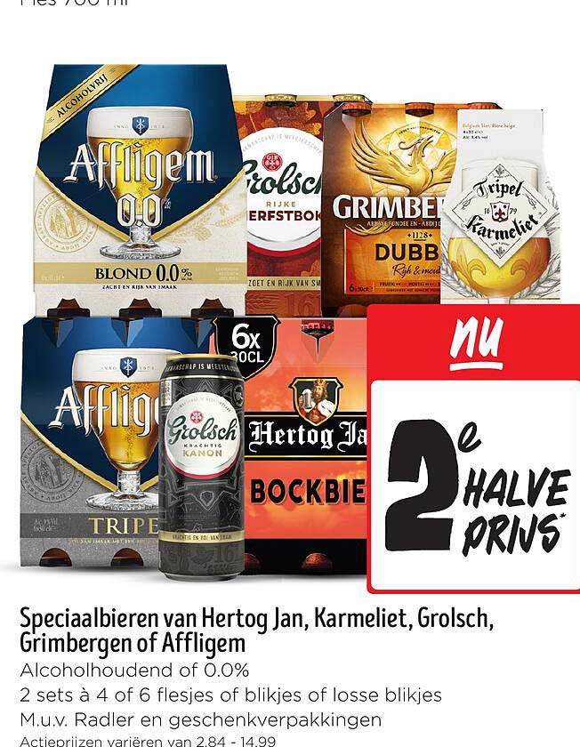 Speciaalbieren van Hertog Jan, Karmeliet, Grolsch, Grimbergen of Affligem