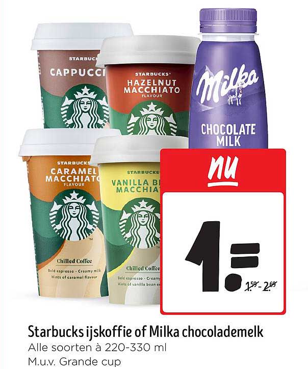 Starbucks ijskoffie of Milka chocolademelk