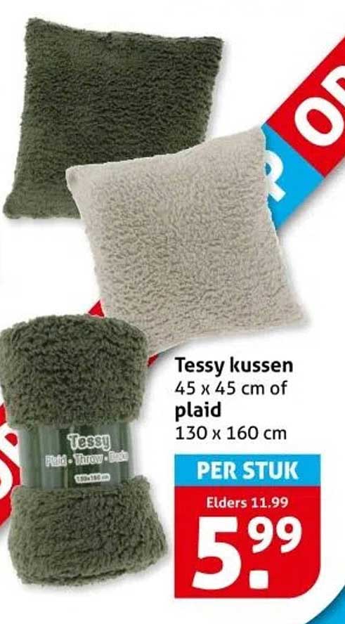 Tessy kussen 45 x 45 cm of plaid 130 x 160 cm