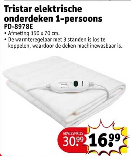 Tristar elektrische onderdeken 1-persoons PD-8978E