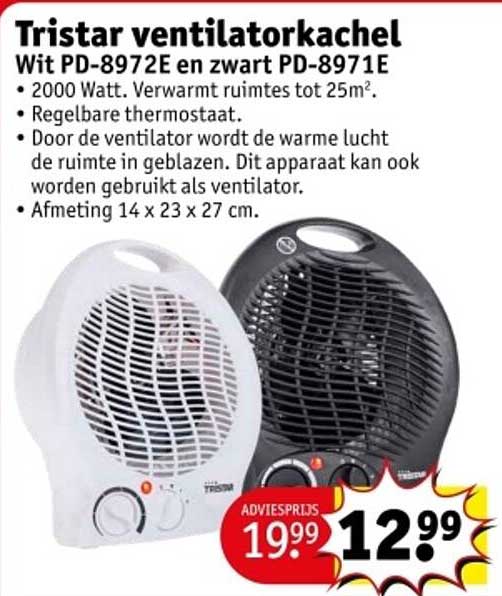 Tristar ventilatorkachel Wit PD-8972E en zwart PD-8971E