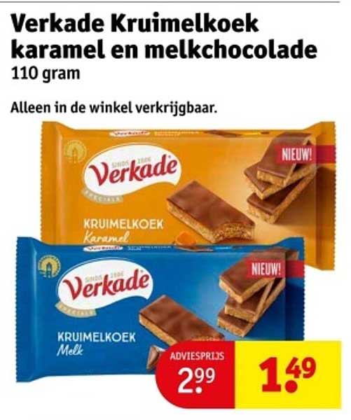 Verkade Kruimelkoek karamel en melkchocolade 110 gram