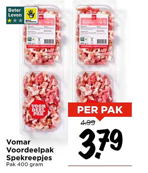 Vomar Voordeelpak Spekreepjes 400 gram