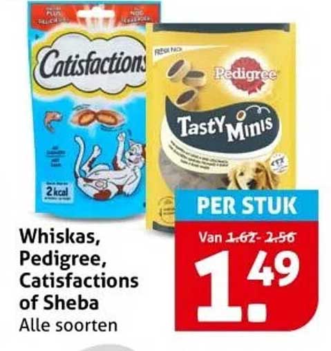 Whiskas, Pedigree, Catsfictions of Sheba Alle soorten