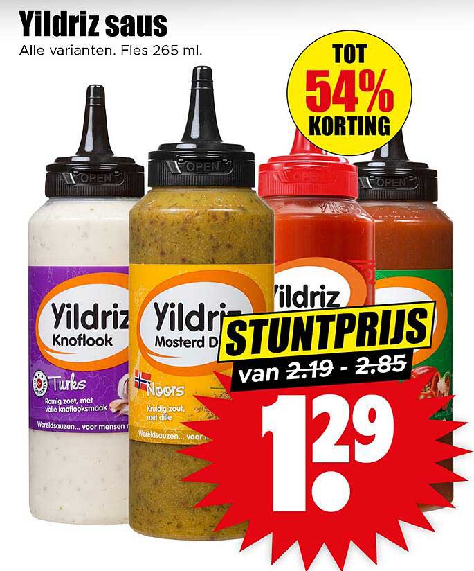 Yildriz saus - Alle varianten. Fles 265 ml.