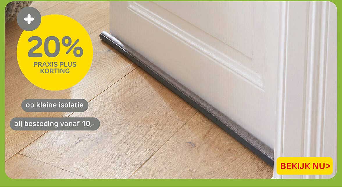 20% Praxis Plus korting op kleine isolatie bij besteding vanaf 10,-