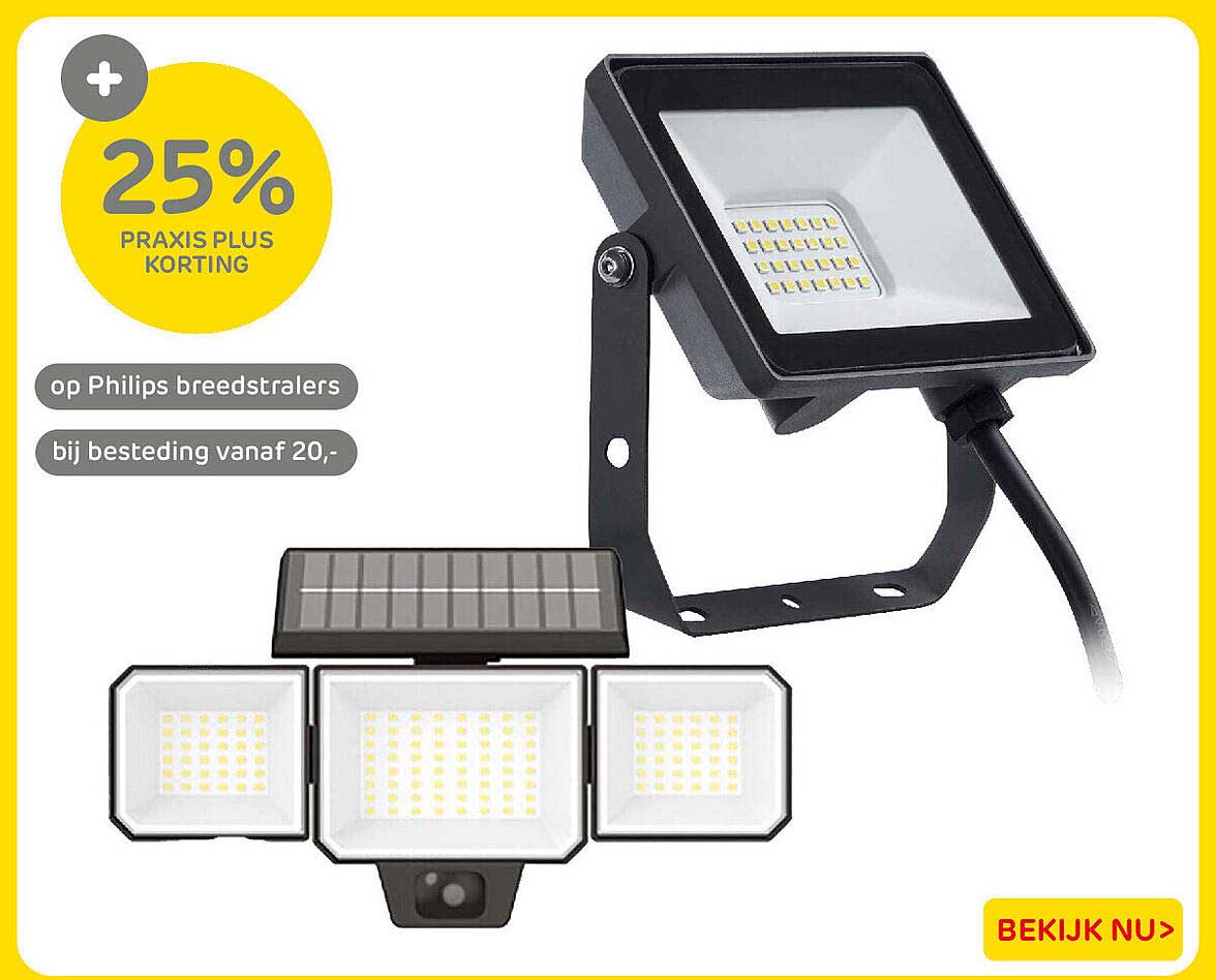 25% Praxis Plus korting op Philips breedstralers bij besteding vanaf 20,-