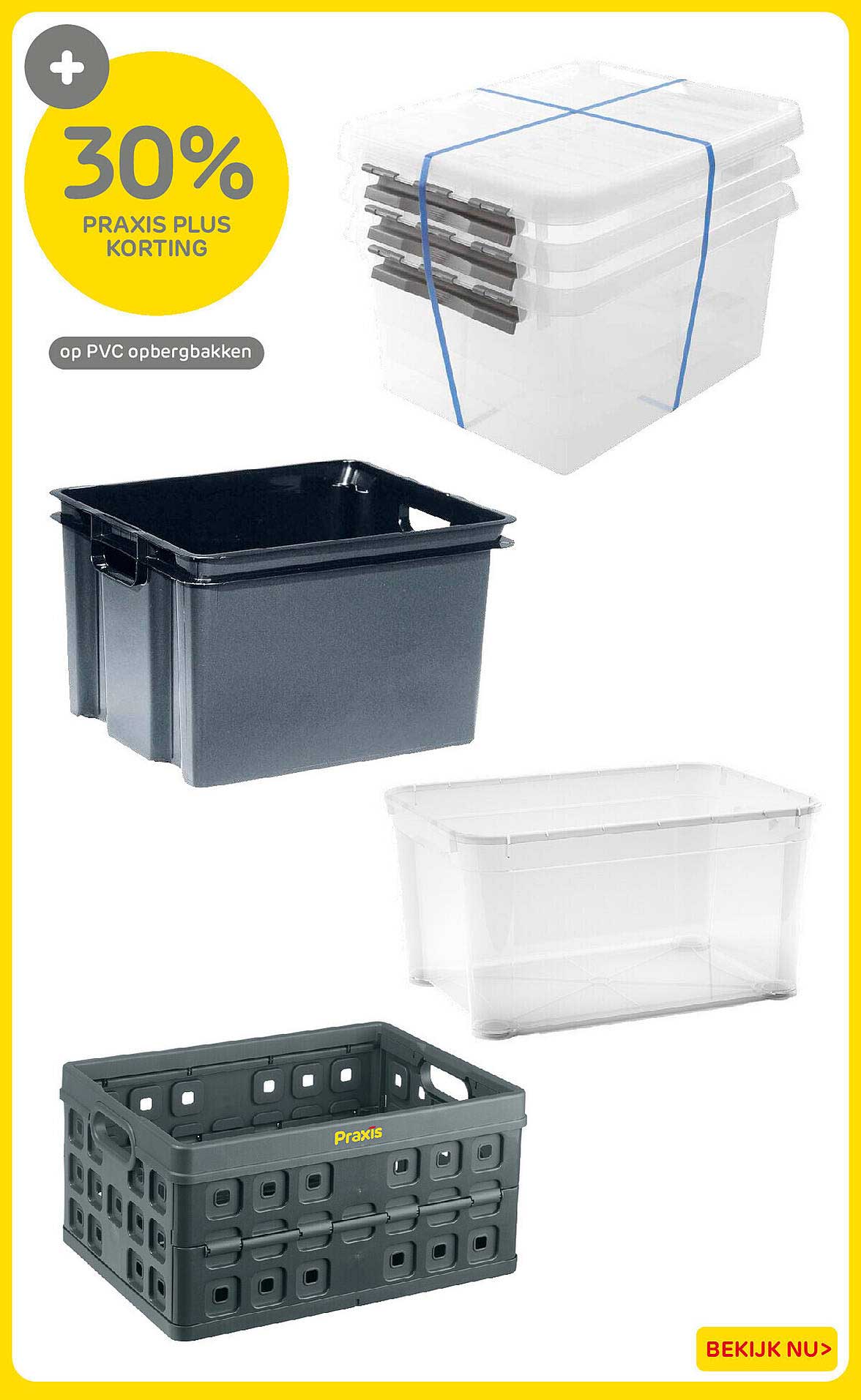 30% Praxis Plus korting op PVC opbergbakken