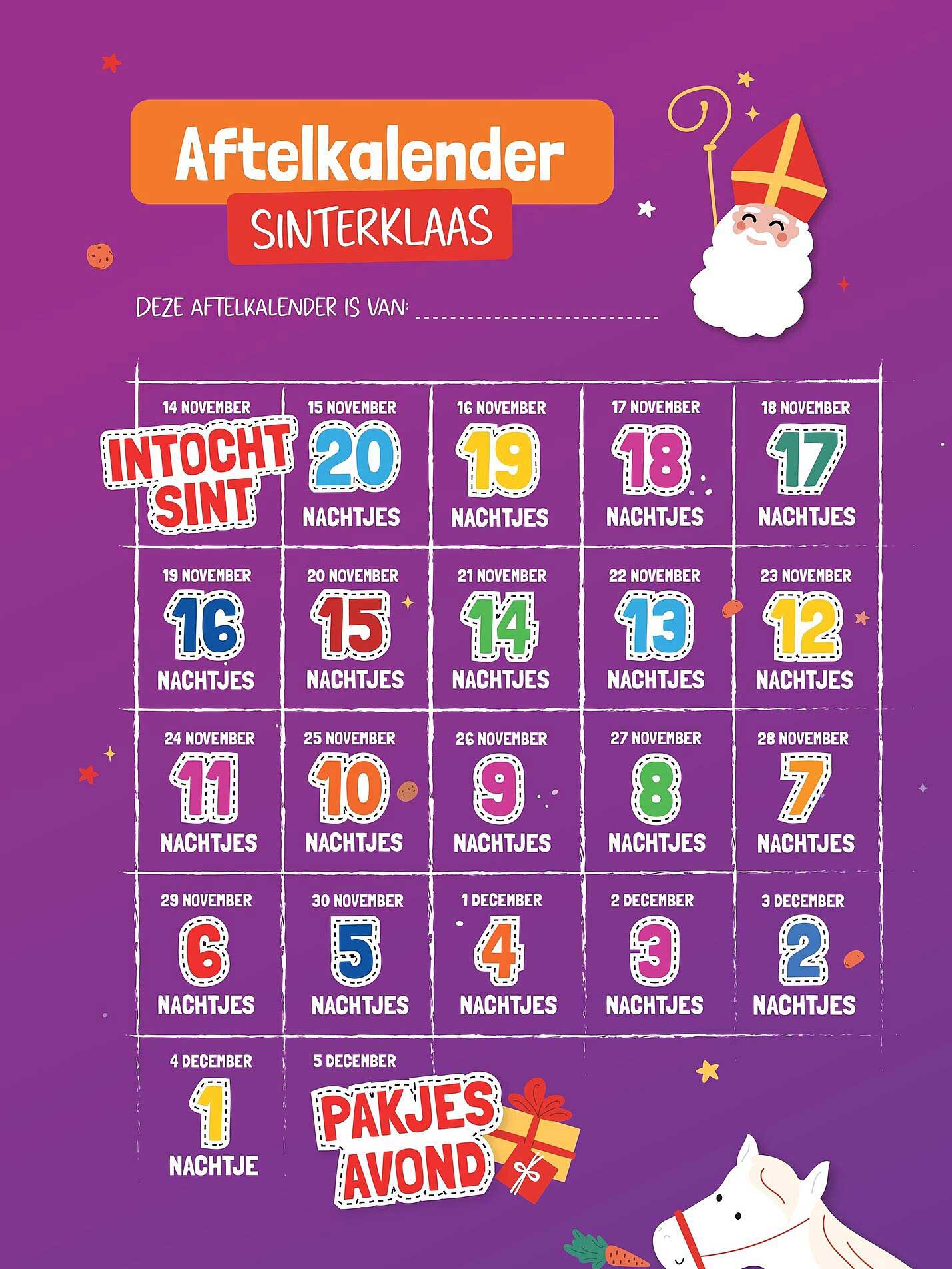 Aftelkalender Sinterklaas