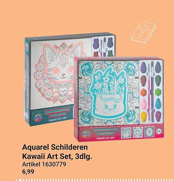 Aquarel Schilderen Kawaii Art Set, 3dlg.