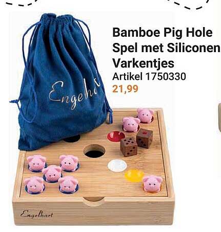 Bamboe Pig Hole Spel met Siliconen Varkentjes