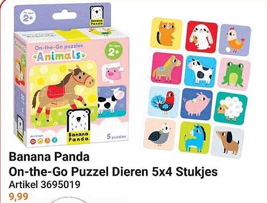 Banana Panda On-the-Go Puzzel Dieren 5x4 Stukjes