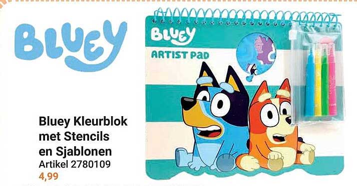 Bluey Kleurblok met Stencils en Sjablonen
