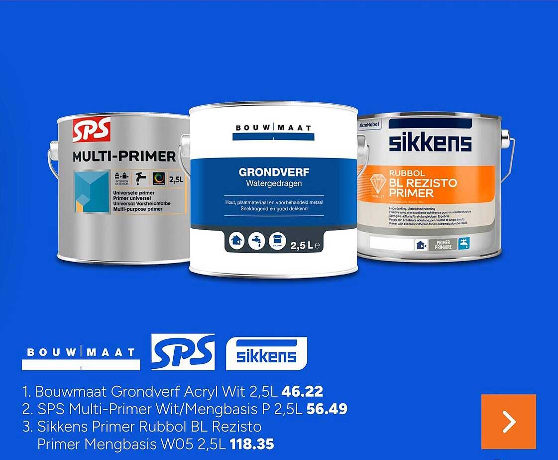 Bouwmaat Grondverf Acryl Wit 2,5L