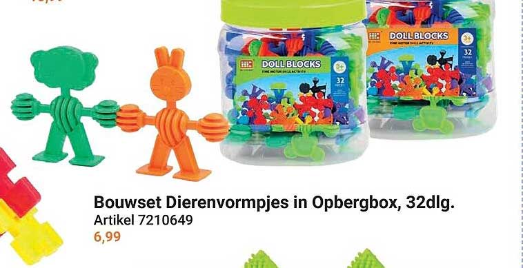 Bouwset Dierenvormpjes in Opbergbox, 32dlg.