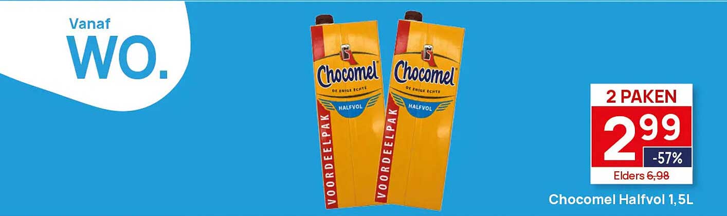 Chocomel Halfvol 1,5L 2 PAKEN -57%