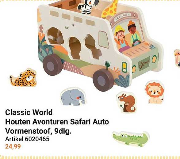 Classic World Houten Avonturen Safari Auto Vormenstoof, 9dlg.