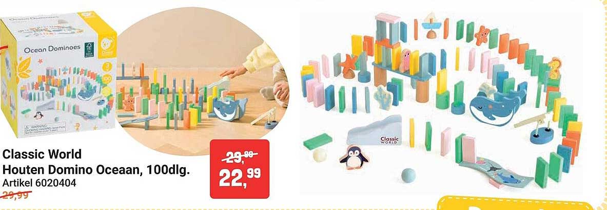 Classic World Houten Domino Oceaan, 100dlg.