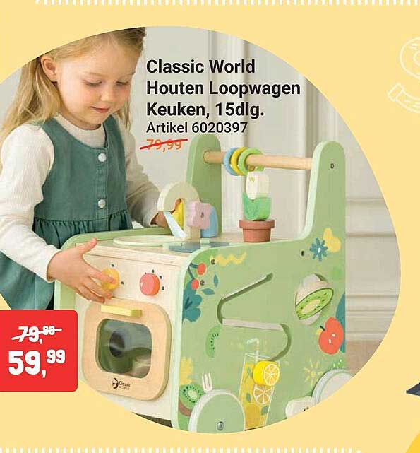 Classic World Houten Loopwagen Keuken, 15dlg. Artikel 6020397